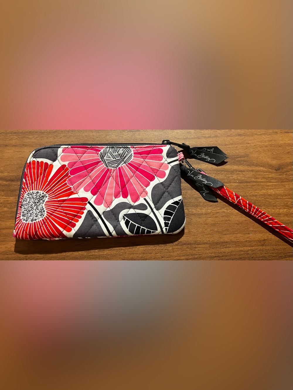 Vera Bradley Wristlet Wallet Cherry Blossoms Retired Pattern Floral Zip Around - Picture 1 of 13